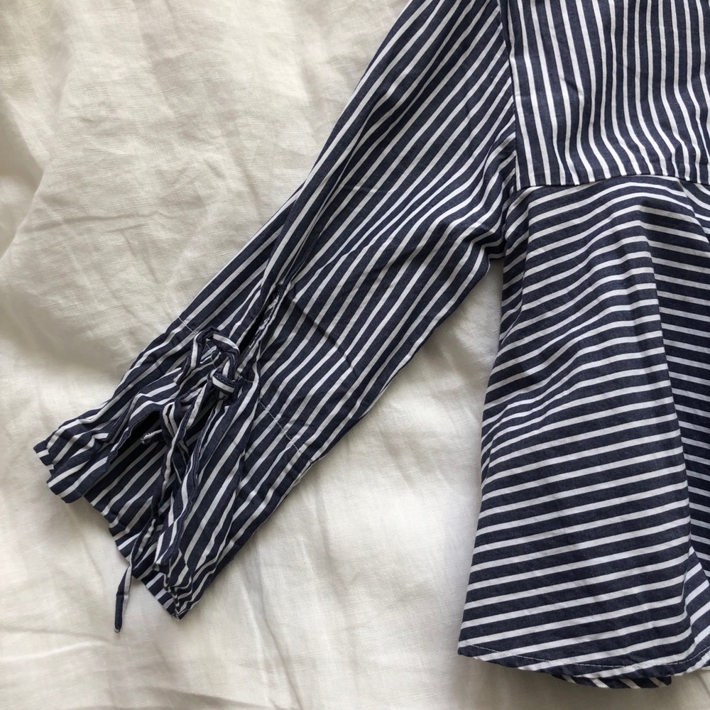 Stripe Ruffle Tiger Embroidered Top - Picture 5 of 6